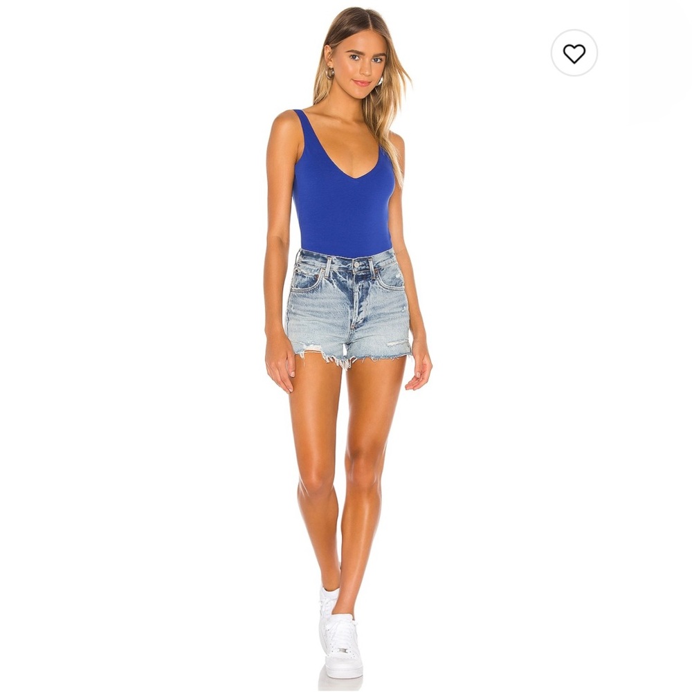 Blue, strappy bodysuit
